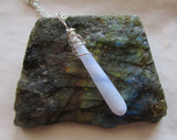 Blue Lace Agate Natural Gemstone Crystal Drop Pendant Necklace