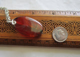Orange Carnelian Natural Polished Crystal Oval Pendant Necklace