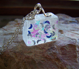 Natural Optical Calcite Iridescent Stars and Moons Celestial Jewelry Pendant