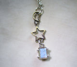Labradorite Gemstone Celestial Sterling Silver Moon Star Pendant Necklace