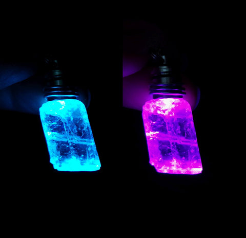 LED Color Change Light Up Ice Calcite Crystal Pendant Necklace