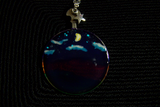 Painted Landscape on Vintage Glass Pendant