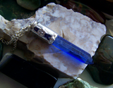 Royal Blue Quartz Forget Me Not Silver Bullet Pendant
