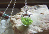 Peridot Gemstones Natural Crystal Ball Pendant Necklace