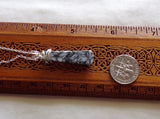 Natural Pinolith Black and White Stone Wire Wrapped Pendant Necklace