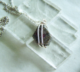 Natural Green Sapphire Corundum Red Hematite Wire Wrapped Pendant