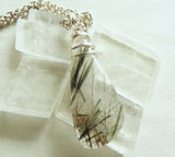 Natural Green Tourmaline Quartz Crystal Pendant Necklace