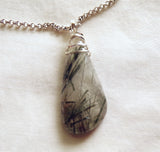 Natural Green Tourmaline Quartz Crystal Pendant Necklace